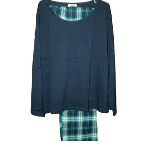Women's Plus Size PJS Long Sleeve Top Lounge Pants Pajamas 3X Navy